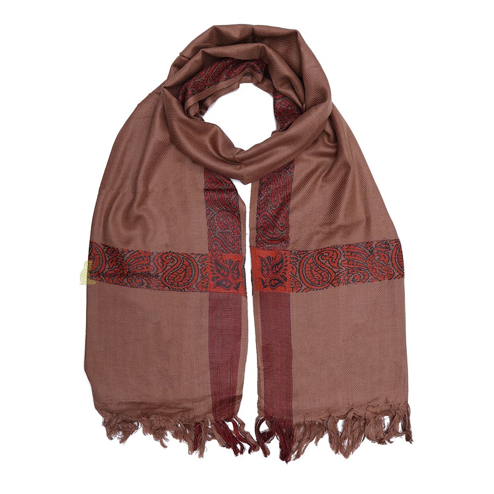 Soft Caramel Brown Edge with Rust Brown Habaib Sorban Scarf Turban with Design