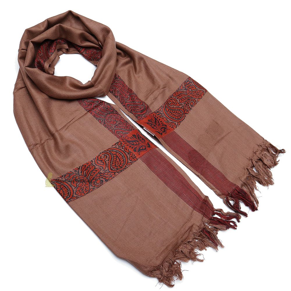 Soft Caramel Brown Edge with Rust Brown Habaib Sorban Scarf Turban with Design