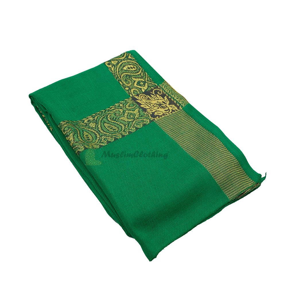Long Green Habaib Style Yemeni Shawl with Golden Border Sorban Men’s Turban