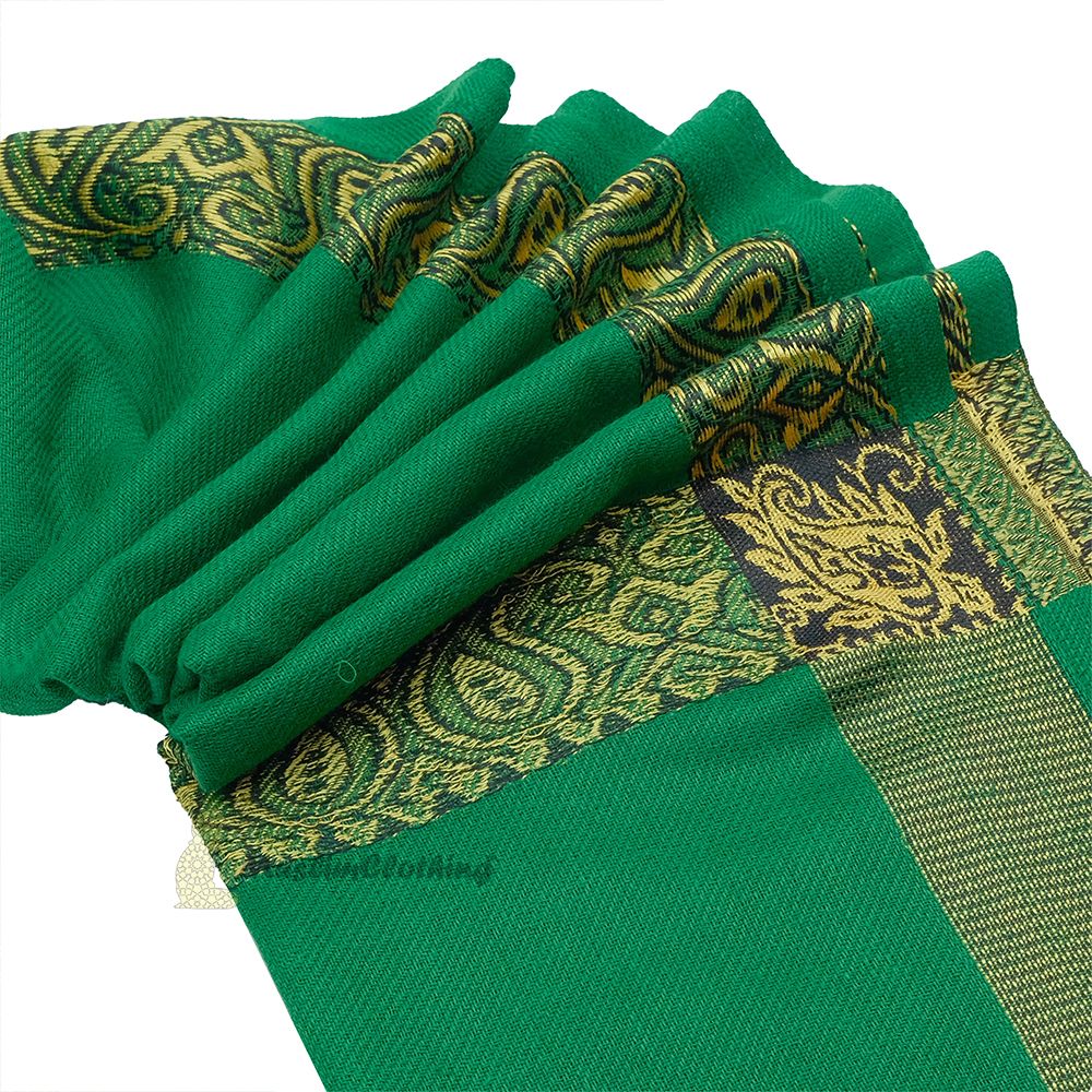 Long Green Habaib Style Yemeni Shawl with Golden Border Sorban Men’s Turban