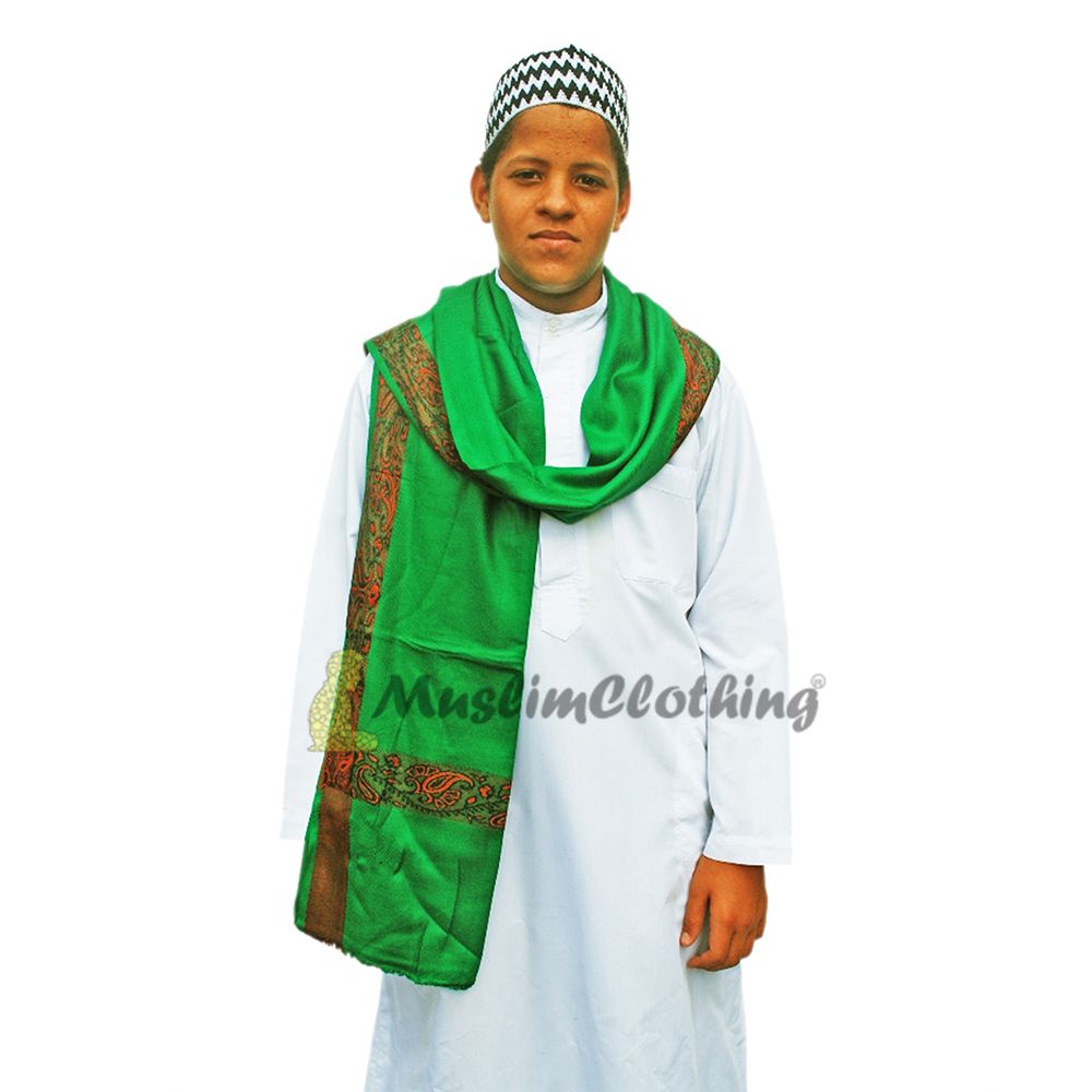 Green Kashmiri Yemeni Habaib Style Scarf Shawl 56x203cm