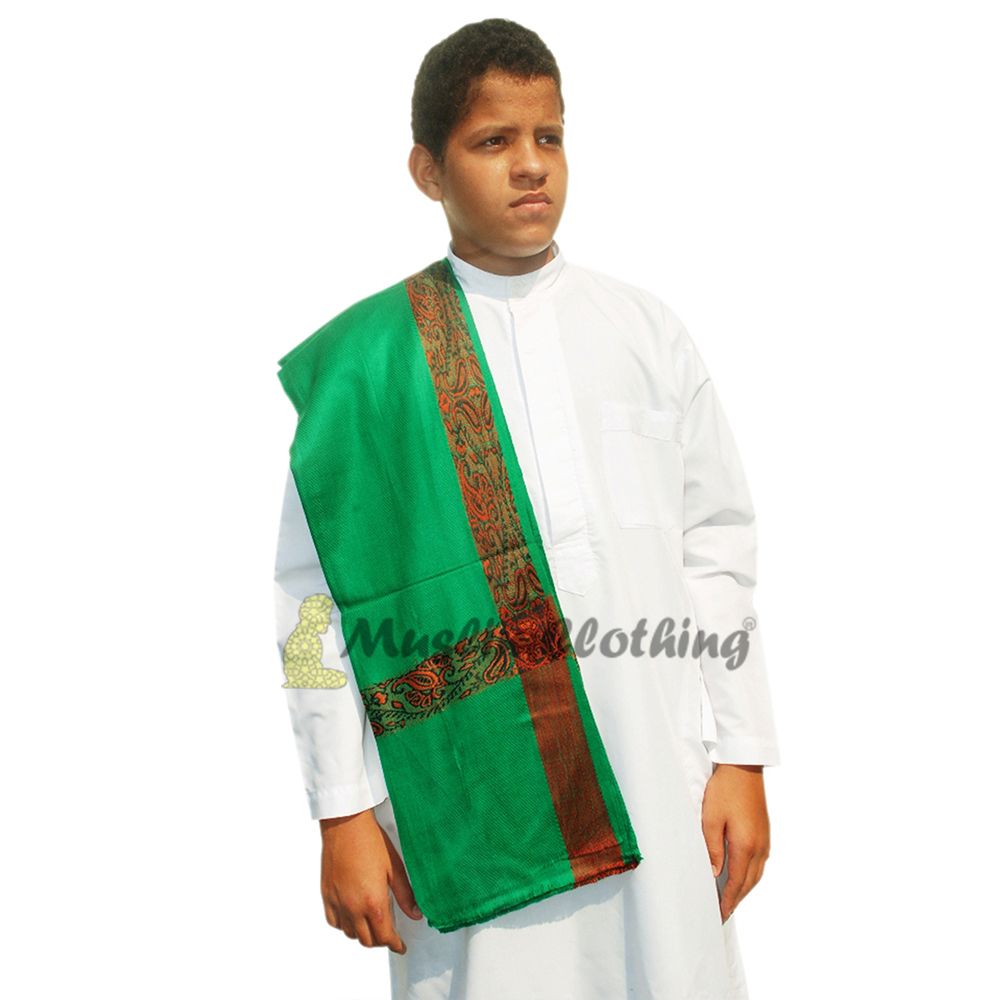 Green Kashmiri Yemeni Habaib Style Scarf Shawl 56x203cm