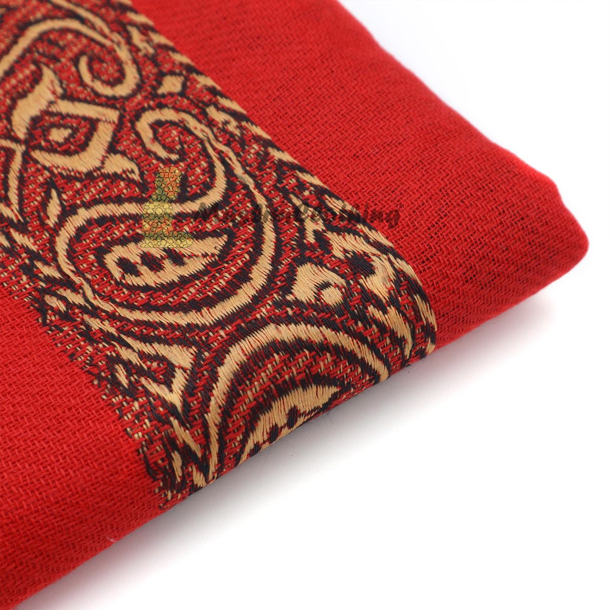 Red Habaib Yemeni Kashimiri Style Shawl Sorban Turban Brownish Orange Black Border Design