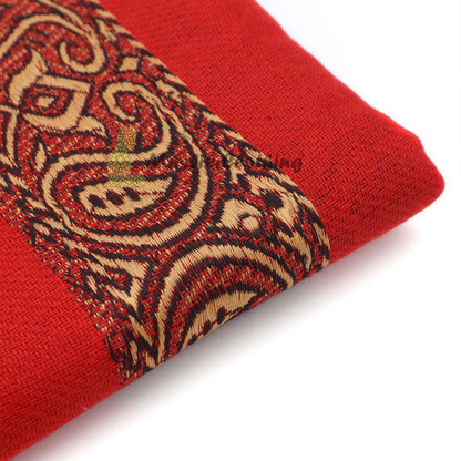 Red Habaib Yemeni Kashimiri Style Shawl Sorban Turban Brownish Orange Black Border Design