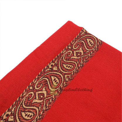 Red Habaib Yemeni Kashimiri Style Shawl Sorban Turban Brownish Orange Black Border Design