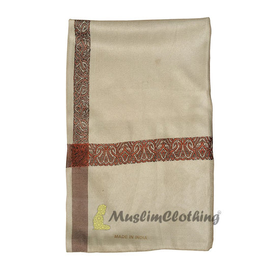 Light Khaki Kashmiri Yemeni Habaib Style Men’s Shawl 100x180cm