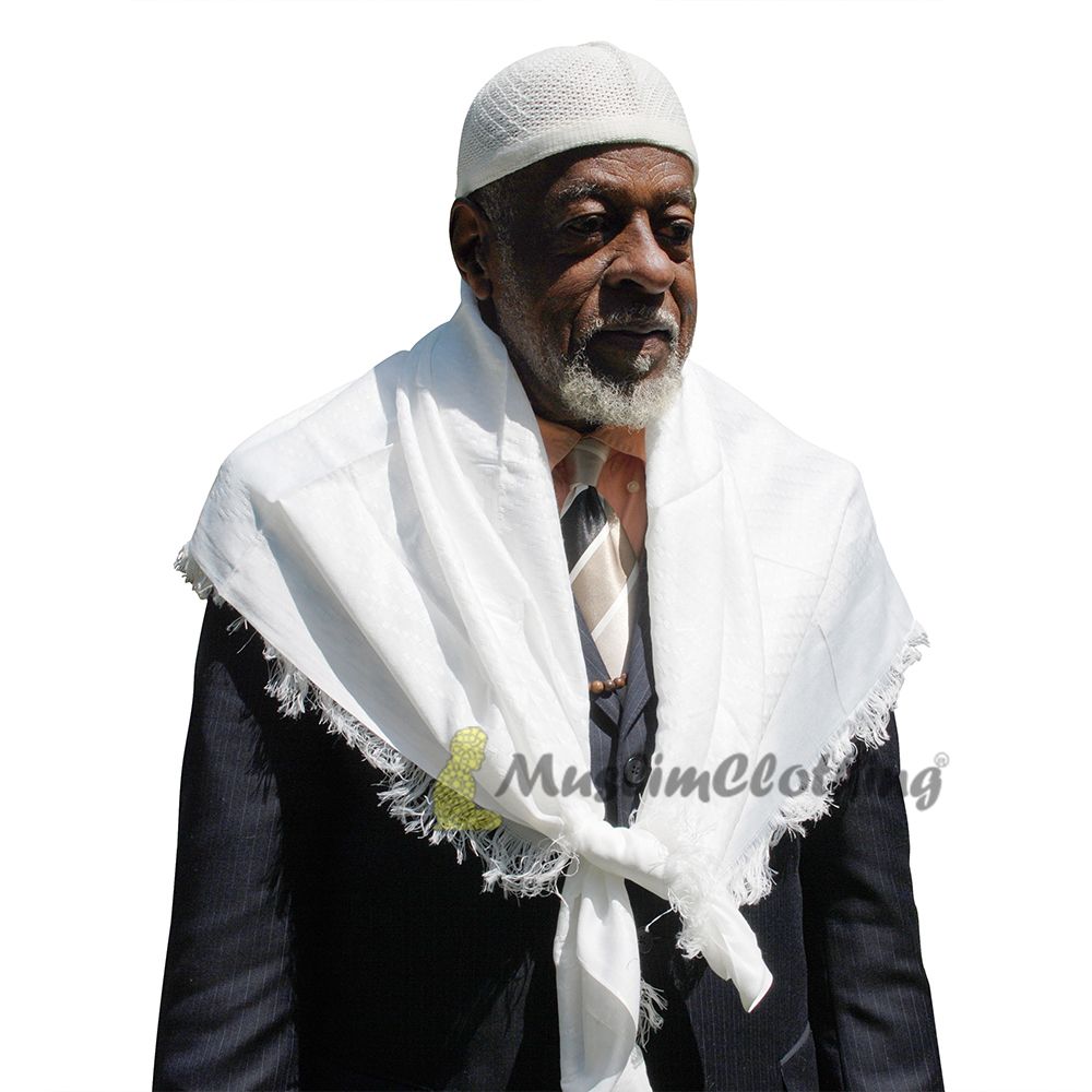 Muslim Men’s Shawl | White Soft Lightweight Scarf Turban 120×108 cm (47.24x 42.51-inch) Islamic Fashion