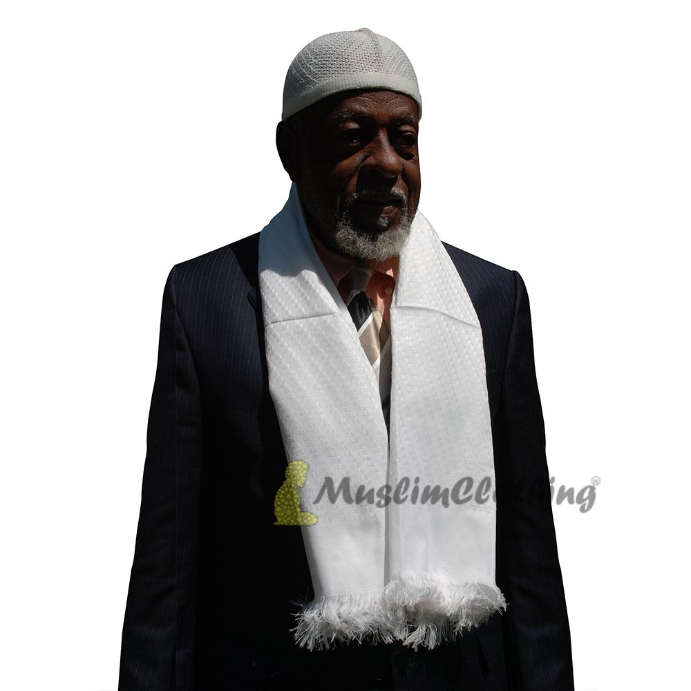Muslim Men’s Shawl | White Soft Lightweight Scarf Turban 120×108 cm (47.24x 42.51-inch) Islamic Fashion