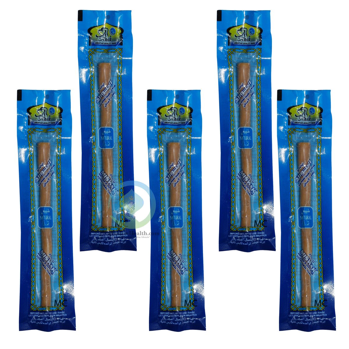 Peelu Miswak Natural Fresh Moist Vacuum-Packed 8″ Sewak Siwak (5 Packs) Sunnah Twig Islamic Salah Namaz Tooth and Gum Care (Original Flavor)