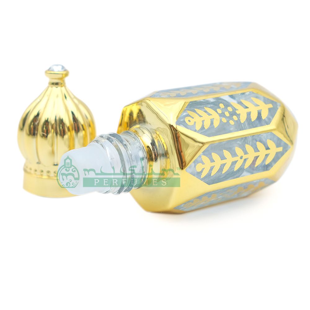 Custom Oil in 6 ml Attar Perfume Bottle | Gold-Tone Masjid Dome Glass Dipstick Vial