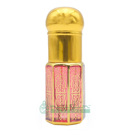Custom Oil in Small Gold-Tone Attar Bottle | 3 ml Roll-On Glass Arabesque Perfume Bottle Plastic Cap (Blue, Green, Red)