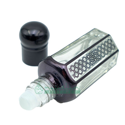 Custom Oil in 12 ml Black Glass Perfume Bottle – Arabesque Geometric Design Essential Oil Attar Roll-On