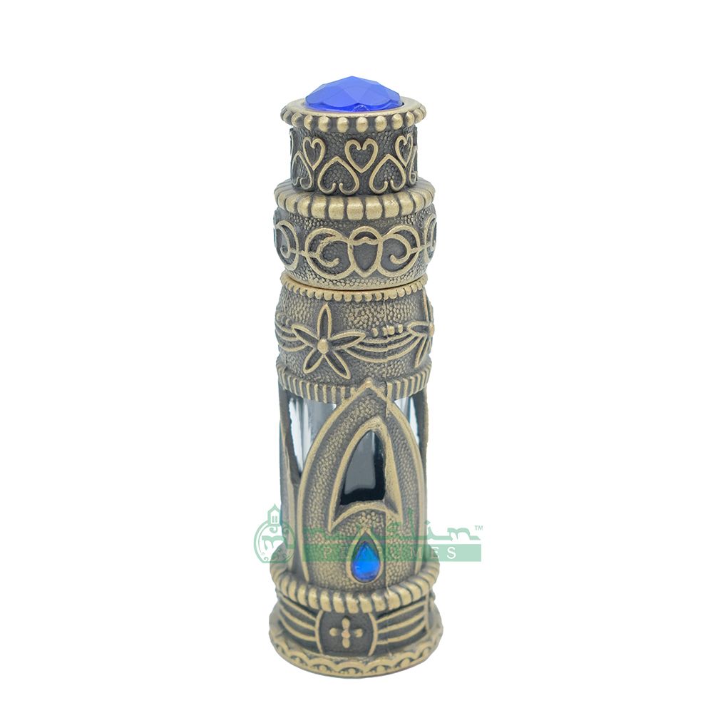 6 ml Emirati Arabesque Attar Perfume Bottle | Antique Brass Glass Dipstick Vial