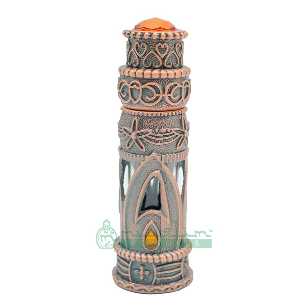 6 ml Emirati-Style Attar Perfume Bottle with Dipstick | Glass Vial Encased in Antique Bronze