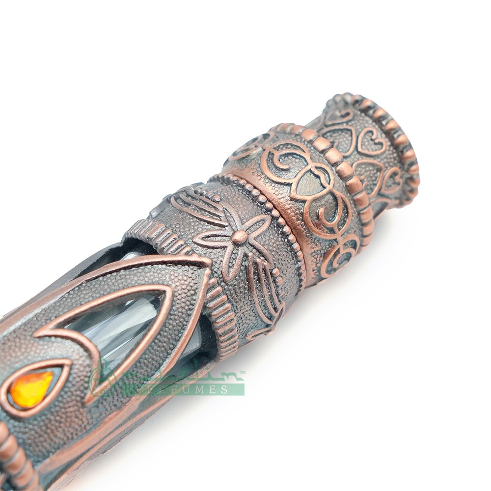 6 ml Emirati-Style Attar Perfume Bottle with Dipstick | Glass Vial Encased in Antique Bronze