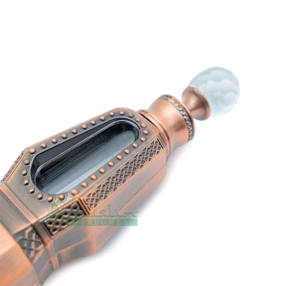 Custom Oil in 10 ml Perfume Bottles For Attar | Dubai Design Antique Copper 4-Sided Crystal Topped with Dipstick