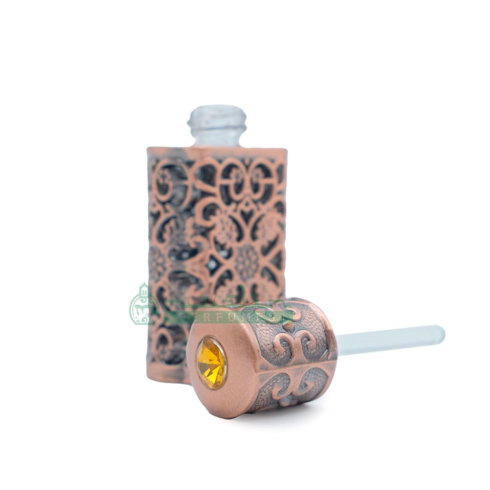 Custom Oil in 3 ml Arabesque Attar Perfume Bottle | Bronze Encased Glass Antiqued Dipstick Vial
