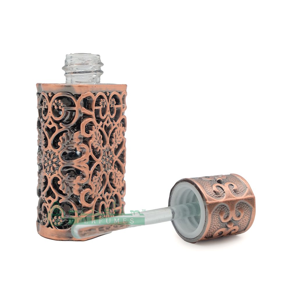 Custom Oil in 3 ml Arabesque Attar Perfume Bottle | Bronze Encased Glass Antiqued Dipstick Vial
