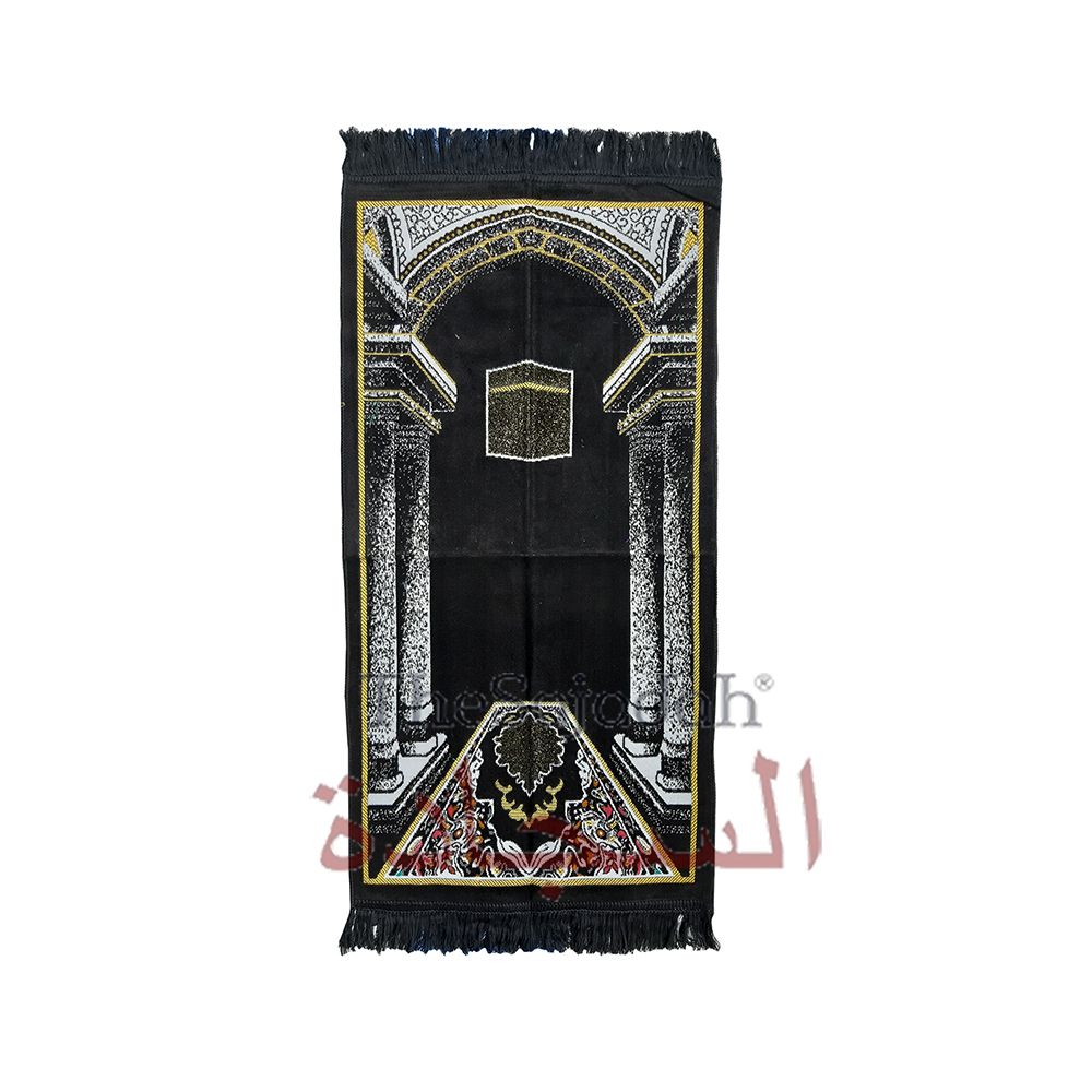 Black & White Kabah Pillars Glitter Ribbon Small Prayer Rug 20x40In (51x102cm)