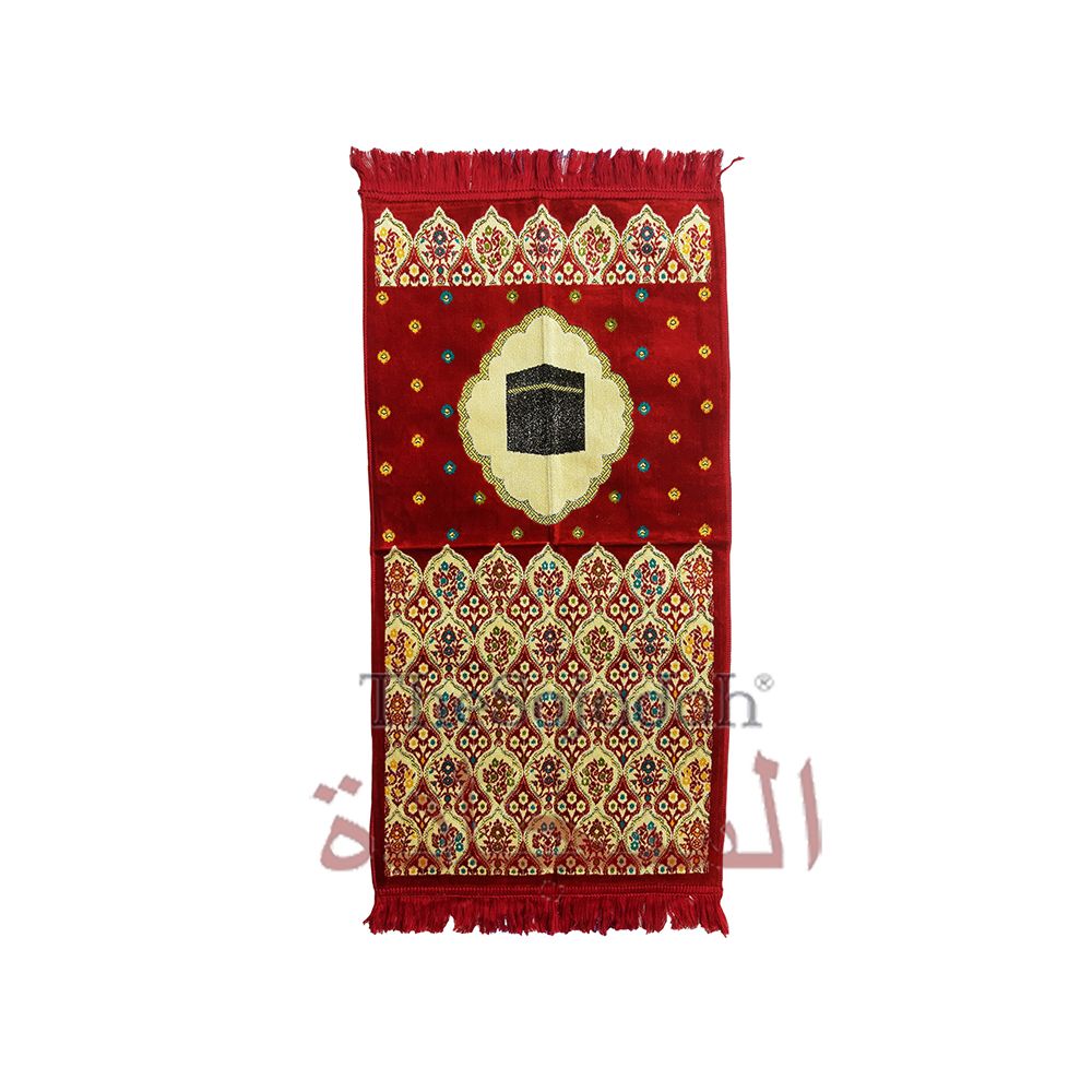 Maroon & Black Kabah Dotted Arch Glitter Ribbon Small Prayer Rug 20x40In (51x102cm)
