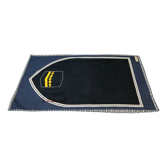 Travel Prayer Rug – Thin 24x40In Black Kabah Arched Design Sajadah Prayer Rug