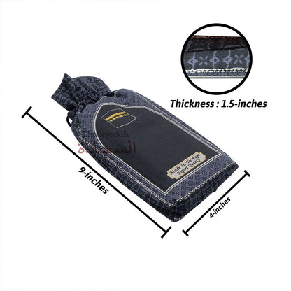 Travel Prayer Rug – Thin 24x40In Black Kabah Arched Design Sajadah Prayer Rug