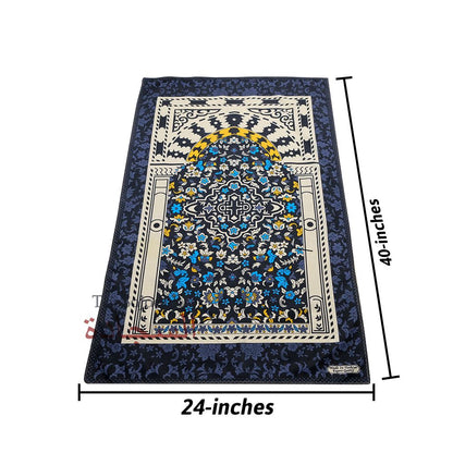 Travel Prayer Rug – Thin 24x40In “Madina” Flower Design Sajadah Prayer Rug