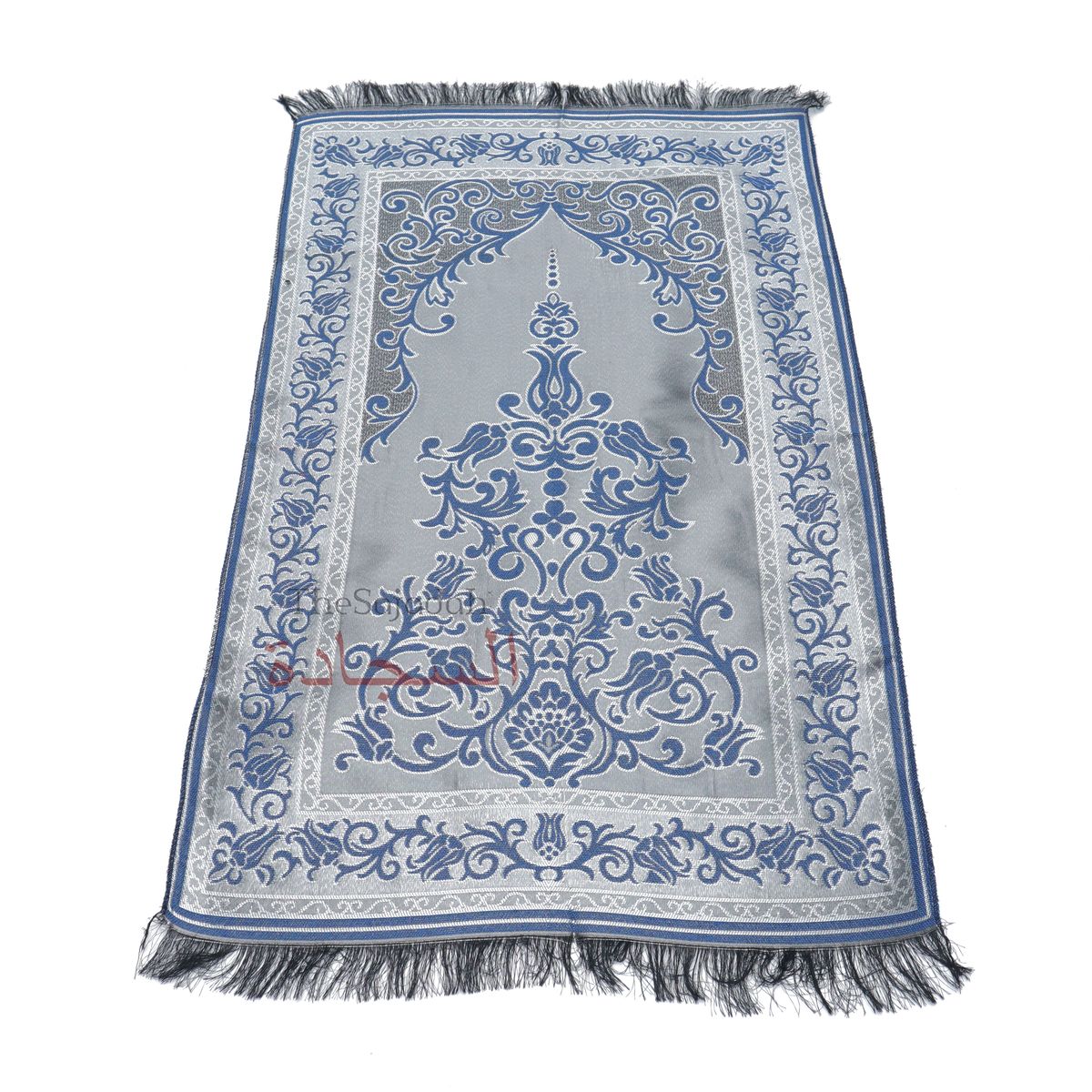 Blue Thin Prayer Rug Chrome Flowers Pointed Arch Salat Rug Prayer Mat Rug
