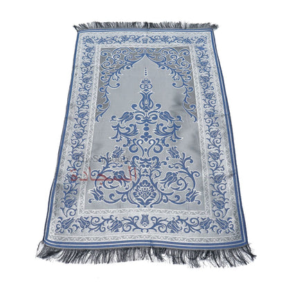 Blue Thin Prayer Rug Chrome Flowers Pointed Arch Salat Rug Prayer Mat Rug