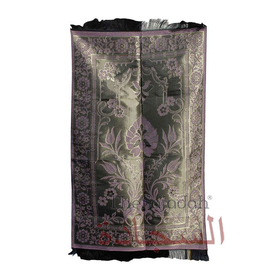 Light Purple Gray Extra Thin Flowers Pointed Arch Prayer Mat Travel