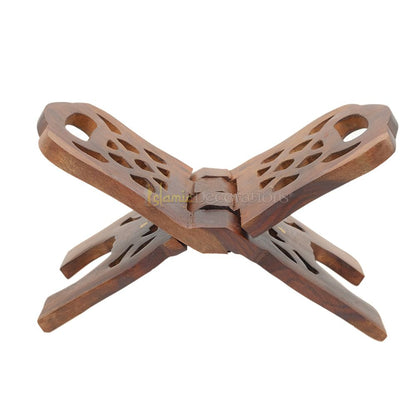 Set of 2 – Small Carved Handle Top Wooden Qur’An Stand – 10″