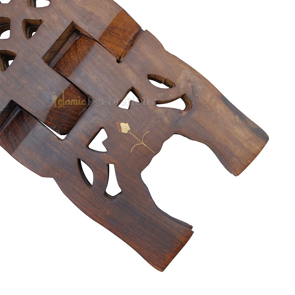Set of 2 – Small Carved Handle Top Wooden Qur’An Stand – 10″