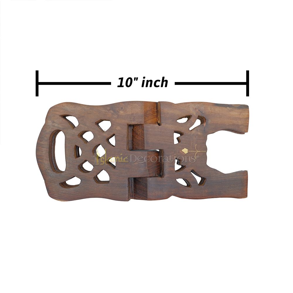 Set of 2 – Small Carved Handle Top Wooden Qur’An Stand – 10″