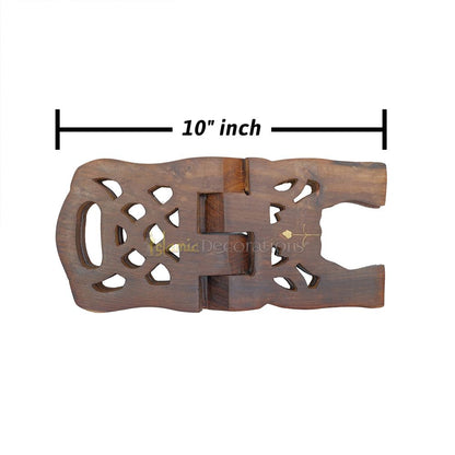 Set of 2 – Small Carved Handle Top Wooden Qur’An Stand – 10″