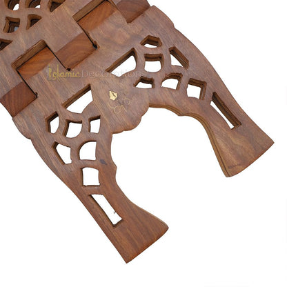 Medium Carved Handle Top Wooden Qur’An Stand – 13″