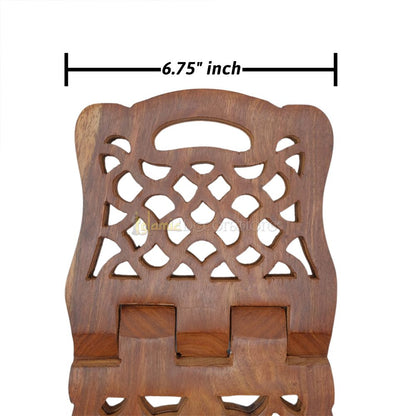 Medium Carved Handle Top Wooden Qur’An Stand – 13″