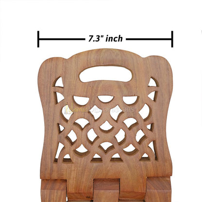Large Carved Handle Top Wooden Qur’An Stand – 15″