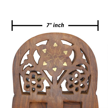 Medium Carved Rounded Top Wooden Qur’An Stand – 13