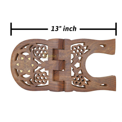 Medium Carved Rounded Top Wooden Qur’An Stand – 13