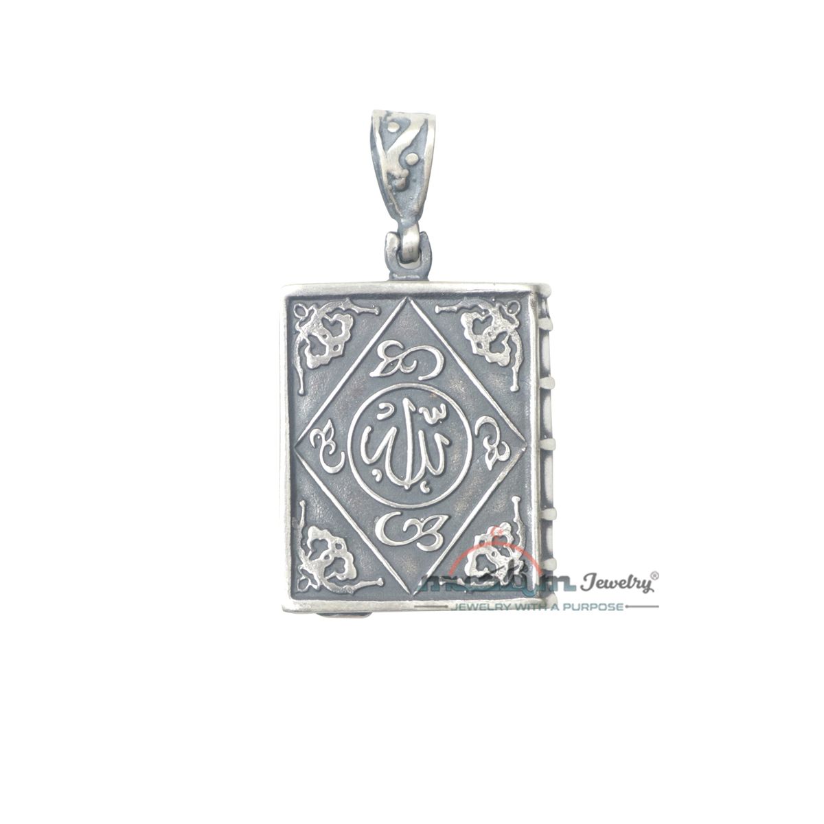 Sterling Silver Openable Allah Muhammad Book Talisman Pendant