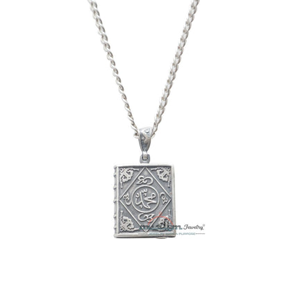 Sterling Silver Openable Allah Muhammad Book Talisman Pendant