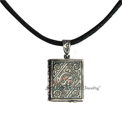 Sterling Silver Openable Allah Muhammad Book Talisman Pendant