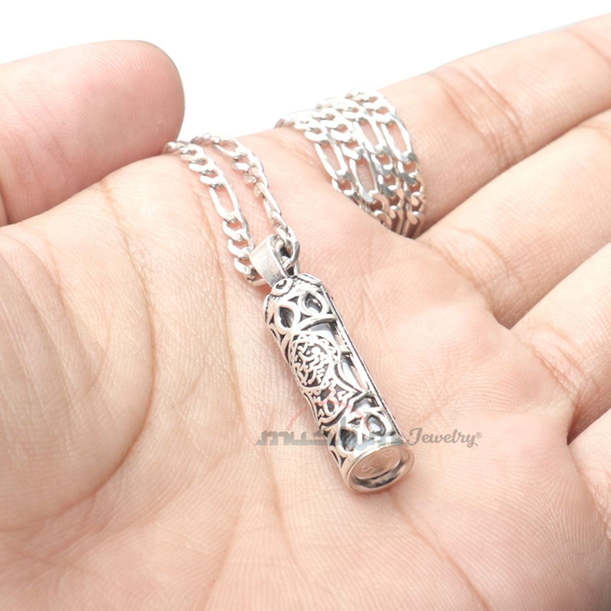 Prophet Sandal Emblem Jowshan Kebir Vial Sterling Silver Pendant