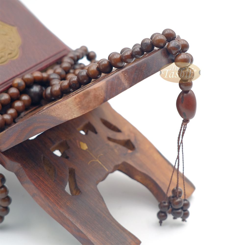 Açai Seed Misbaha – Naturally Dyed Brown Eco-Friendly Sustainable Handcrafted 9 mm Beads Traditional Tasbih