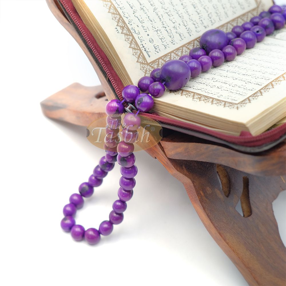 Dark Purple Natural Colored Dye Eco-Friendly Sustainable Original Açai Seed 9 mm Beads Traditional Tasbih