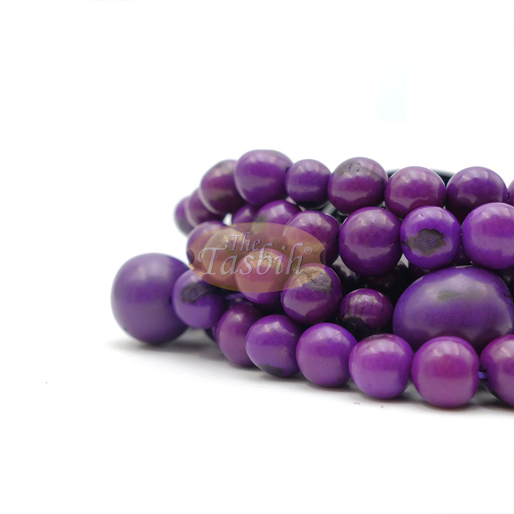 Dark Purple Natural Colored Dye Eco-Friendly Sustainable Original Açai Seed 9 mm Beads Traditional Tasbih