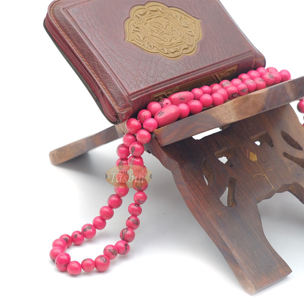 Pink Colored Natural Dye Eco-Friendly Sustainable Original Açai Seed 9 mm Beads Traditional Tasbih