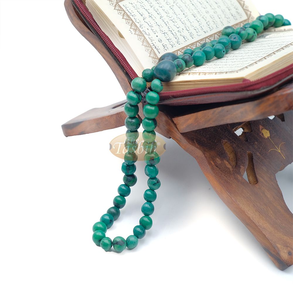 Jade Green Natural Colored Dye Eco-Friendly Sustainable Original Açai Seed 9 mm Beads Traditional Tasbih
