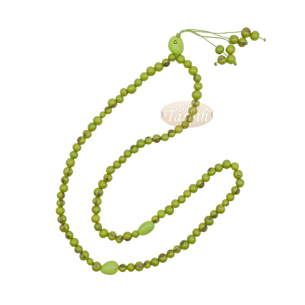 Lime Green Natural Colored Dye Eco-Friendly Sustainable Original Açai Seed 9 mm Beads Traditional Tasbih