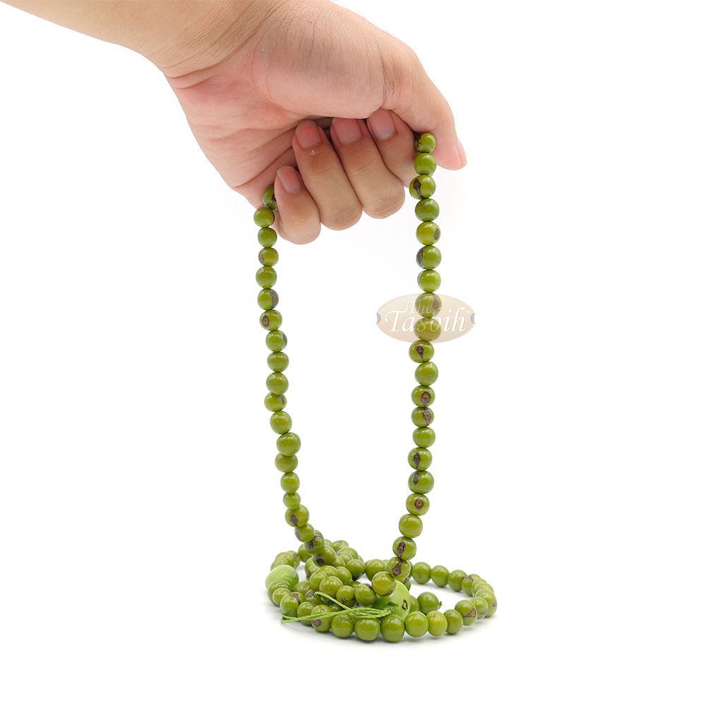 Lime Green Natural Colored Dye Eco-Friendly Sustainable Original Açai Seed 9 mm Beads Traditional Tasbih